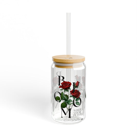 Bloom Where You're Planted Sipper Glass with Straw