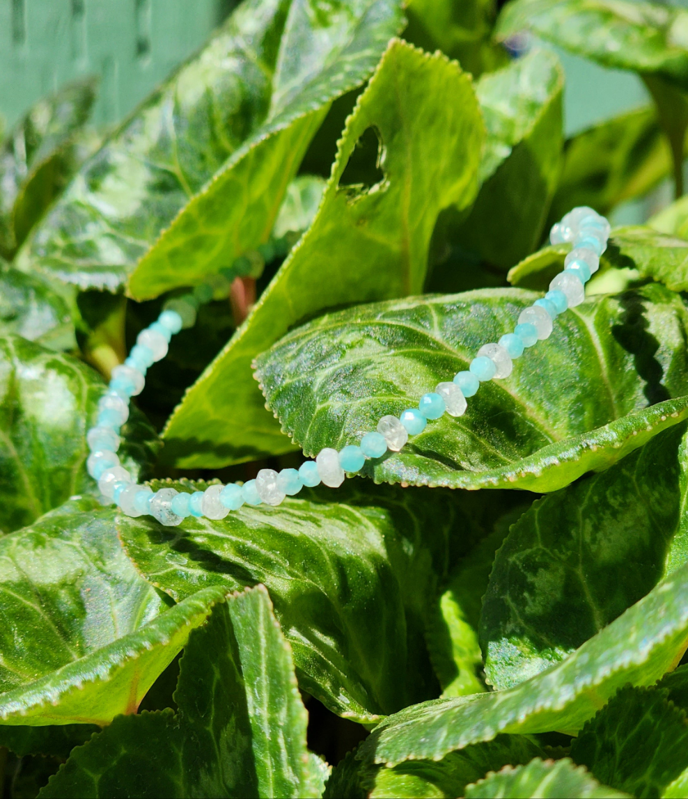Amazonite & Moonstone Gemstone Bracelet – Handmade with 925 Sterling Silver