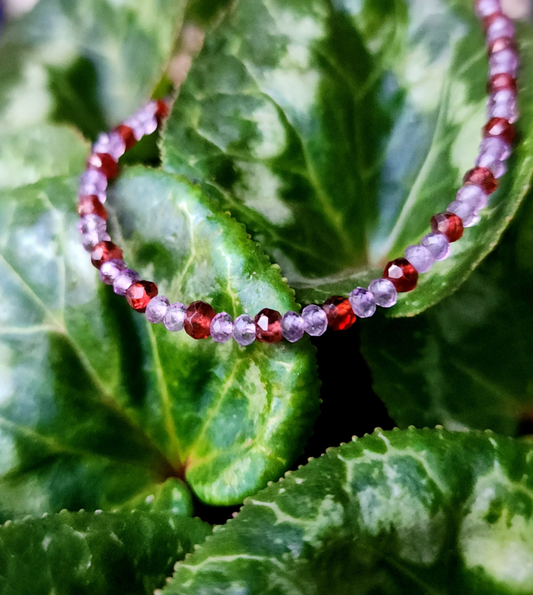 Handmade Amethyst & Garnet Bracelet – 925 Sterling Silver
